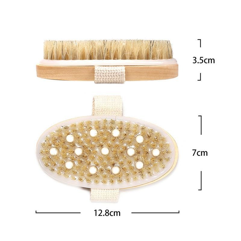 2 In 1 Oval Shape Natural Bristles Body Bath Massage Brush