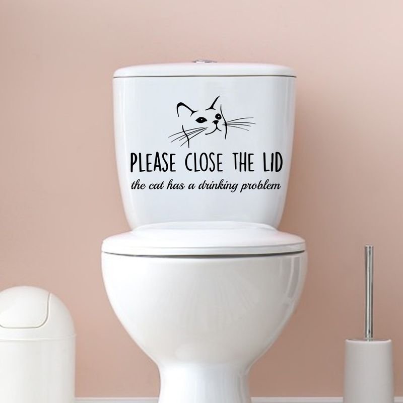 Simple Creative Please Close The Lid Toilet Toilet Sticker