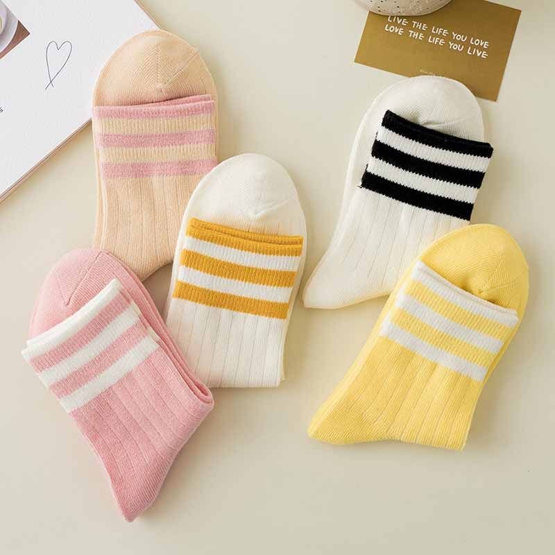 Kids Boys Girls Cute Basic Stripe Mid-Calf Socks