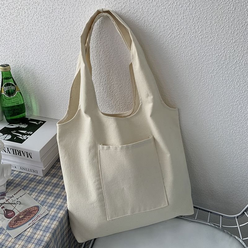 Women Fashionable Solid Color Large Capacity Canvas Tote Bag