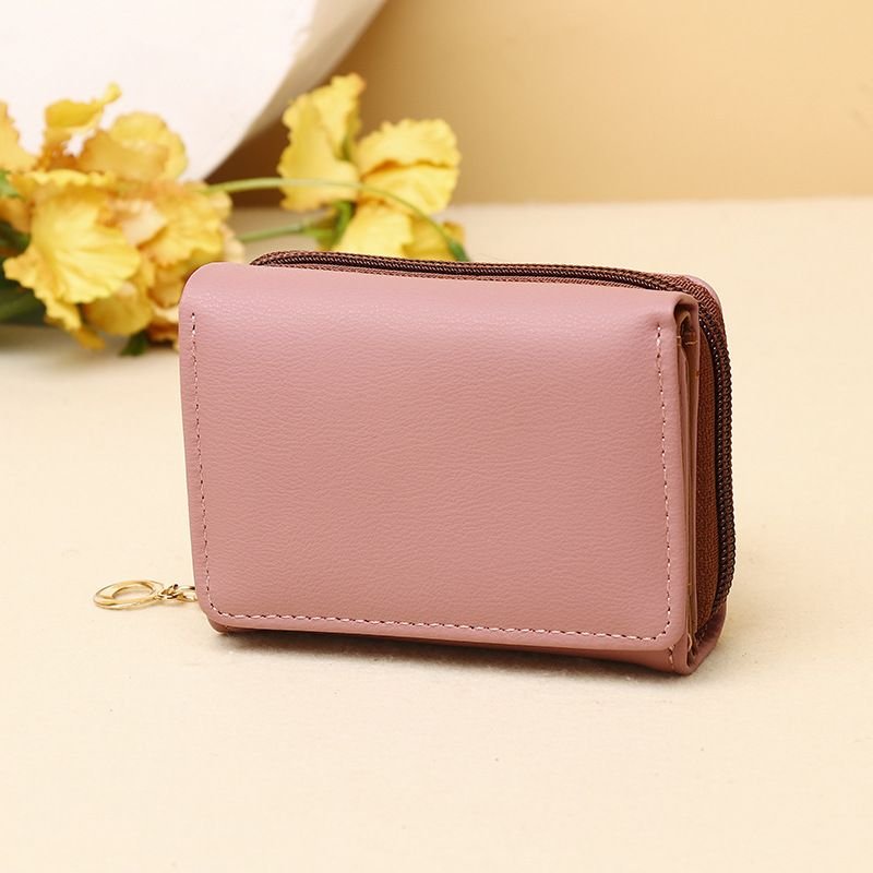 Women Fashion Solid Color PU Mini Wallet