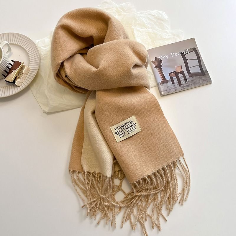 Autumn Winter Women Fashion Solid Color Double-Sided Cashmere Warm Scarf