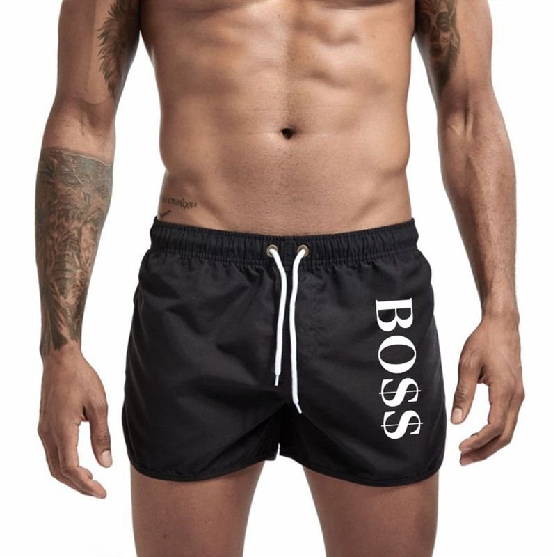 Men Summer Letter Print Colorful Swimwear Trunks Casual Beach Shorts