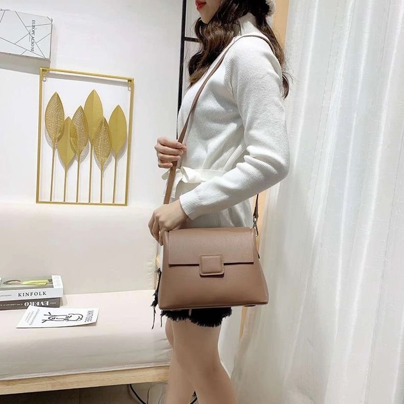 Women Simple Casual Small Square Bag Leather Shoulder Messenger Bag