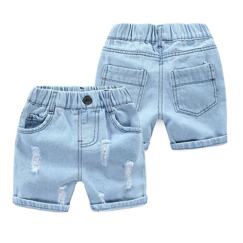 Kids Boys Casual Ripped Elastic Denim Shorts