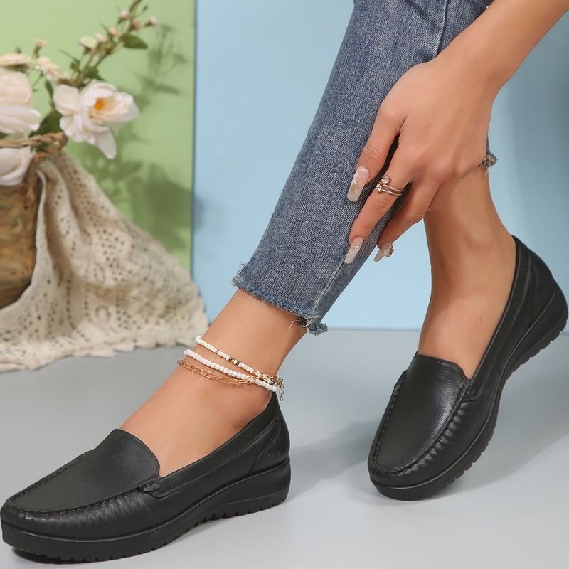 Simple Solid Color PU Loafers