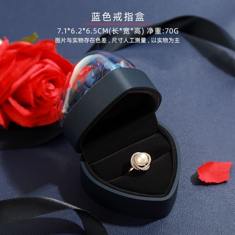 Romantic Valentine Day Heart-Shaped Immortal Flower Jewelry Packaging Storage Box