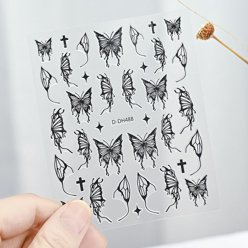 Laser Gold And Silver Gothic Liquid Butterfly Nail Art Sticker