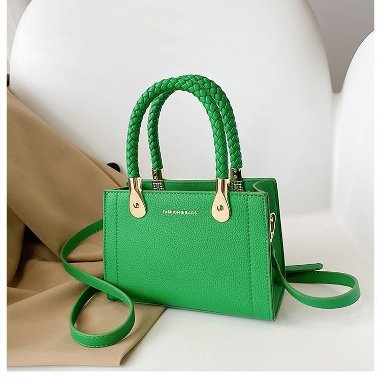 Women Fashion Simple Square Solid Color Handle Shoulder Bag