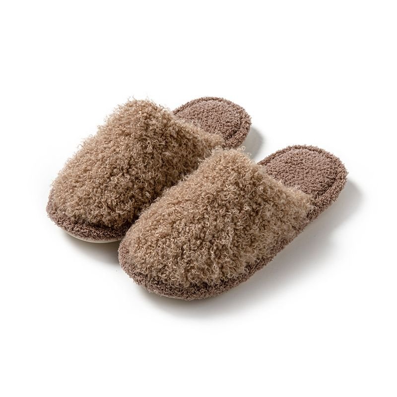 Autumn Winter Women Fashion Solid Color Plush Plus Size Home Slippers