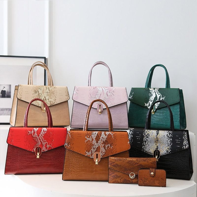 Women Fashion Crocodile Print Handbag Sets