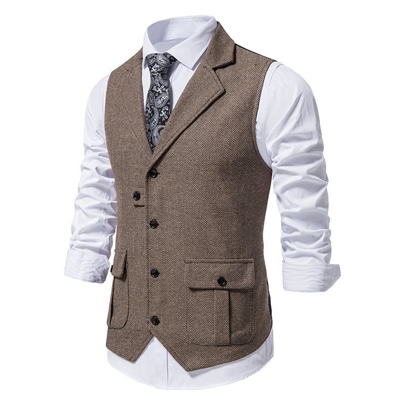 Men Fashion Business Casual Lapel Suit Vest