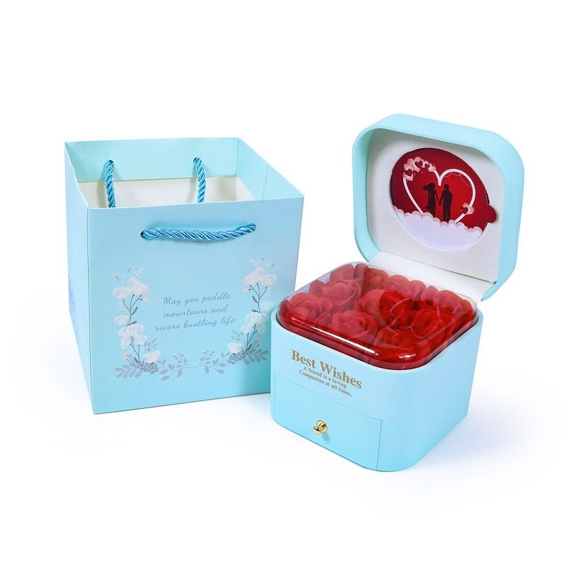 Rose Gift Box Valentine Day Jewelry Ring Lipstick Packaging Drawer Box