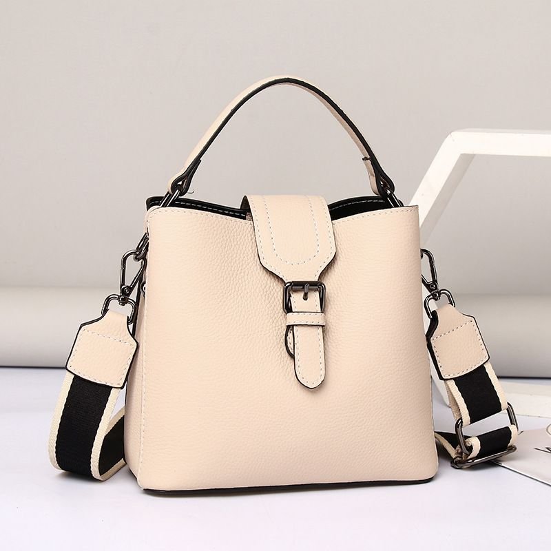 Women'S Fashion All-Match Bucket Bag Genuine Leather Handbag