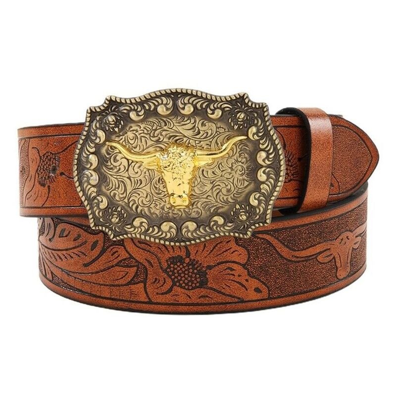 Women Vintage Western Denim Leather Belt