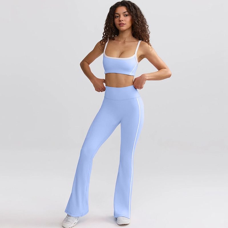 Line Yoga Trousers Flared Pants High Waist Hip Lifting Outdoor Sports Wide Leg Micro Yoga Pants