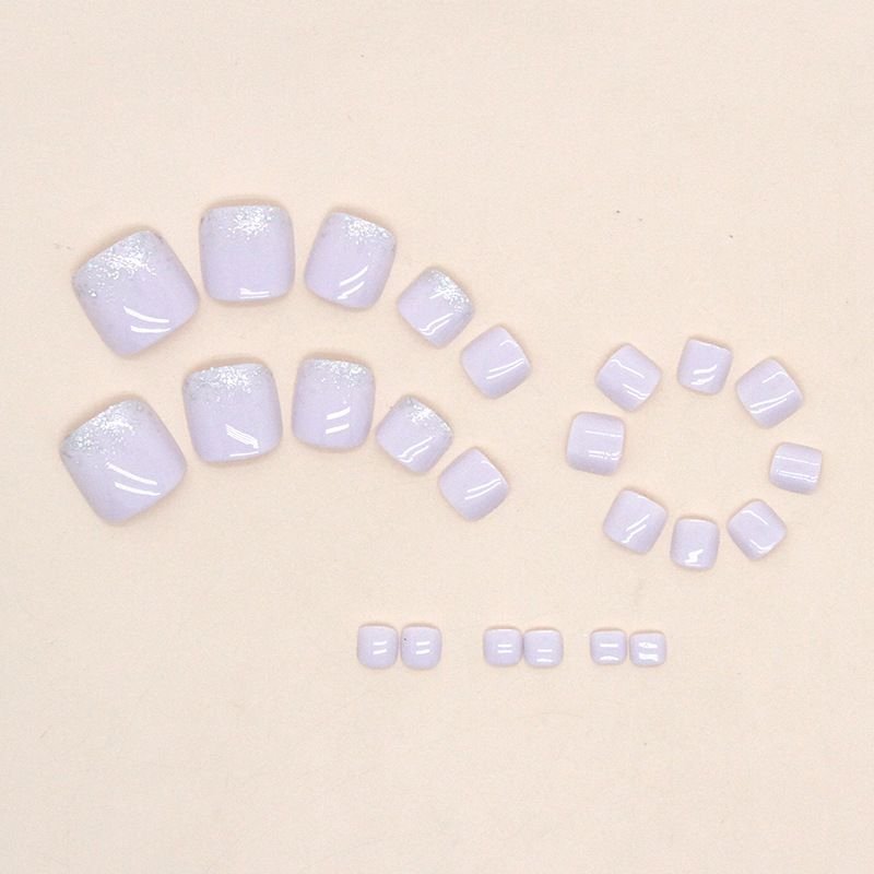 Solid Color Elegant Natural Glitter Feet toe Fake Nails