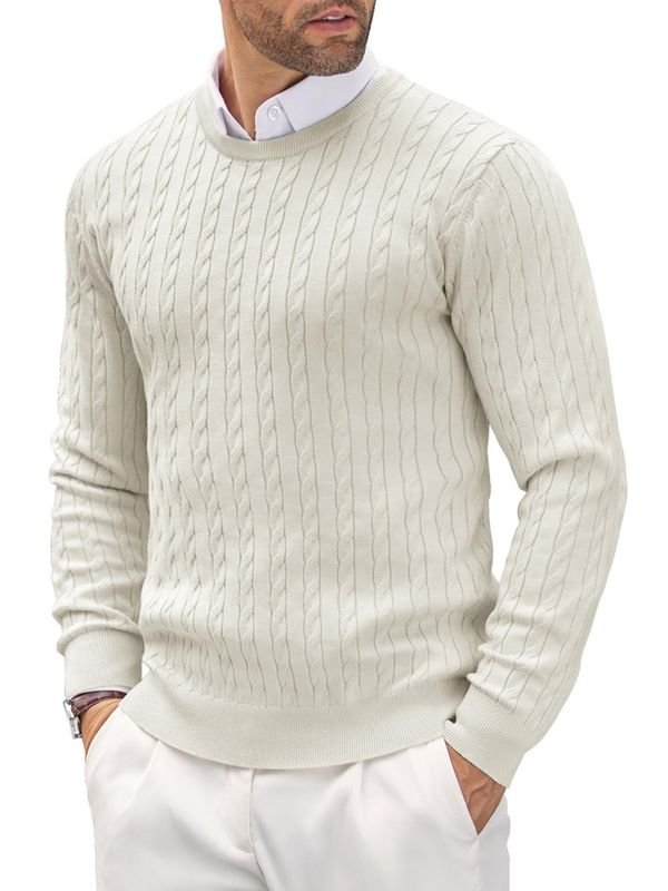 Autumn And Winter Men Round Neck Knitted Twist Slim-Fit Sweater