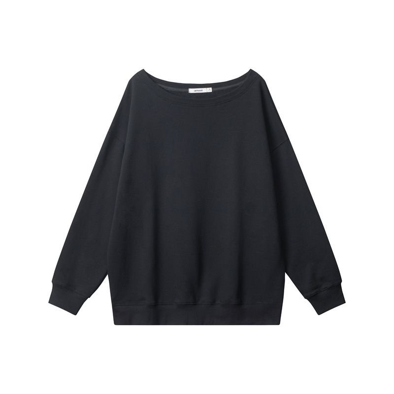 Women Casual Loose Solid Color Crewneck Long Sleeve Blank Sweatshirt