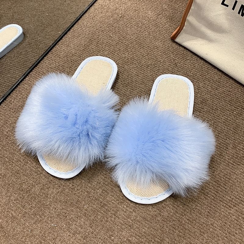 Women Fashion Plush Flat Slippers