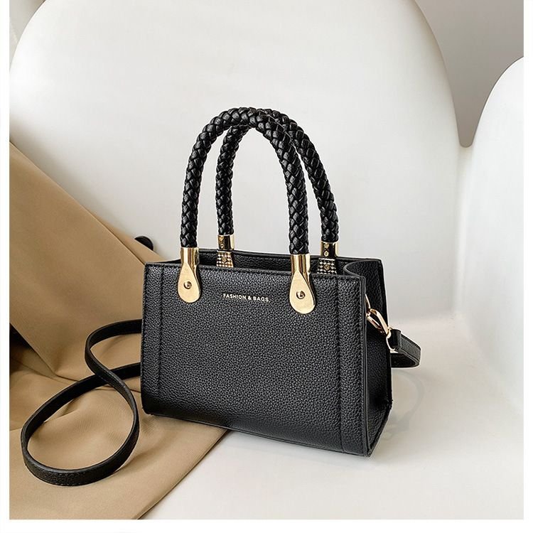 Women Fashion Simple Square Solid Color Handle Shoulder Bag