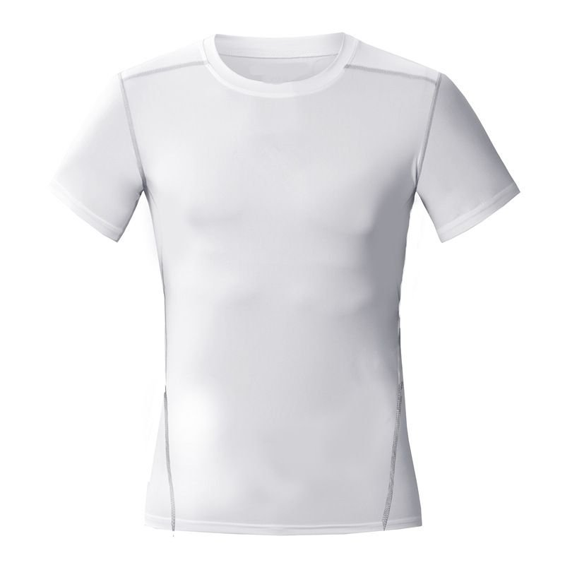 Men Casual Basic Solid Color Quick Drying Short Sleeve Round Neck Sports Tight T-Shirt