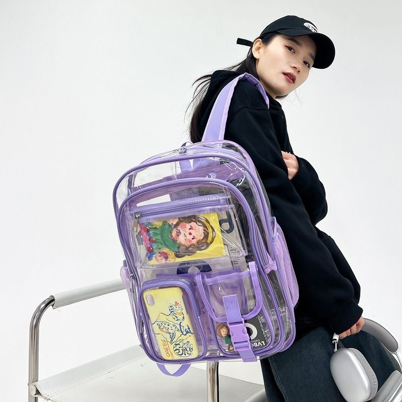 Fashionable Large Capacity Double-Layer Multi-Pocket Clear Pvc Backpack