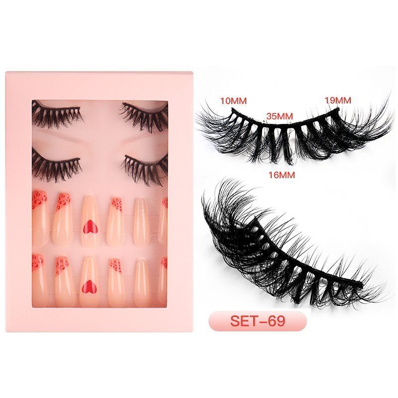 Fashion Imitation Mink Hair False Eyelashes False Nail Set