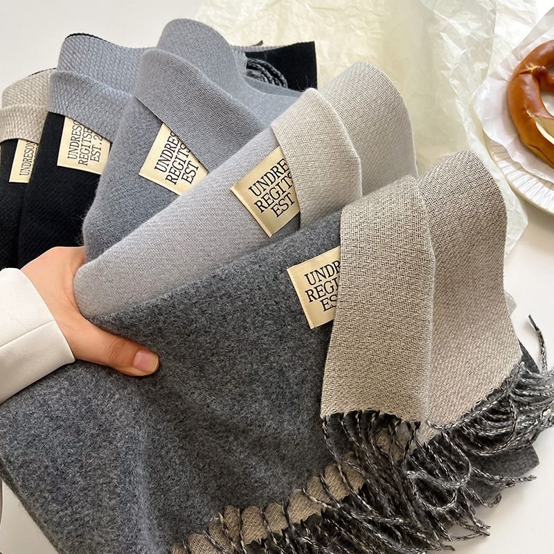 Autumn Winter Women Fashion Solid Color Double-Sided Cashmere Warm Scarf