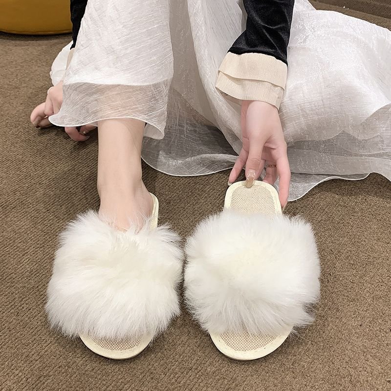 Women Fashion Plush Flat Slippers