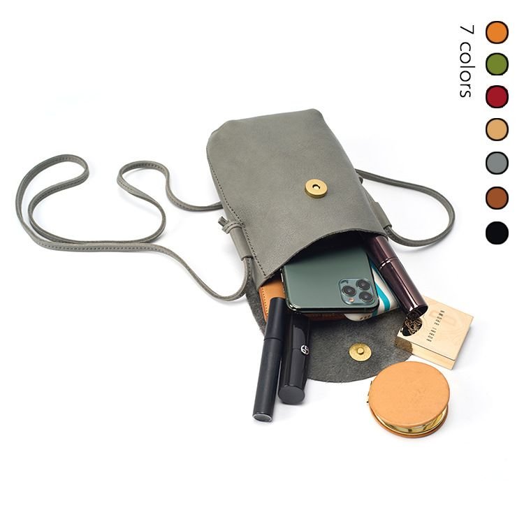 Women Simple Solid Color Leather Flap-On Mini Crossbody Bag