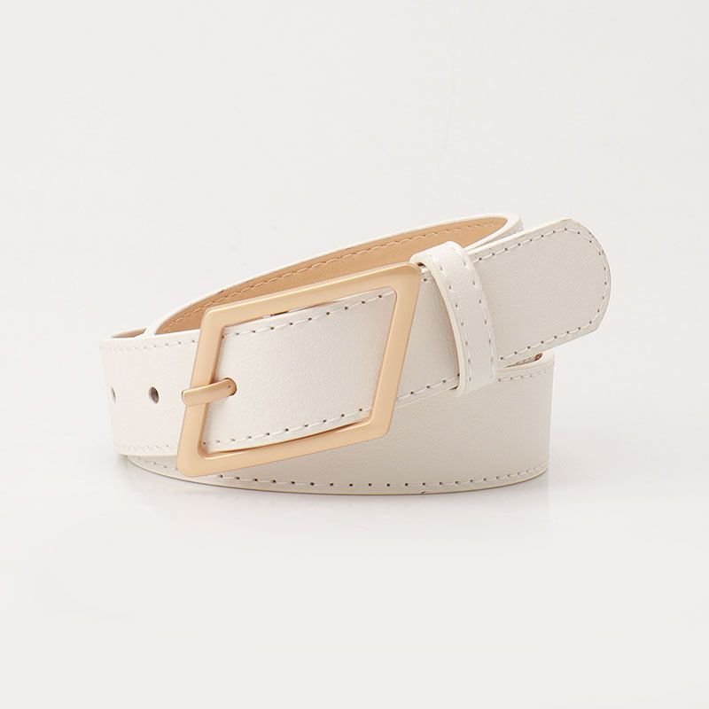 Women Fashion Solid Color Alloy Pin Buckle Belt