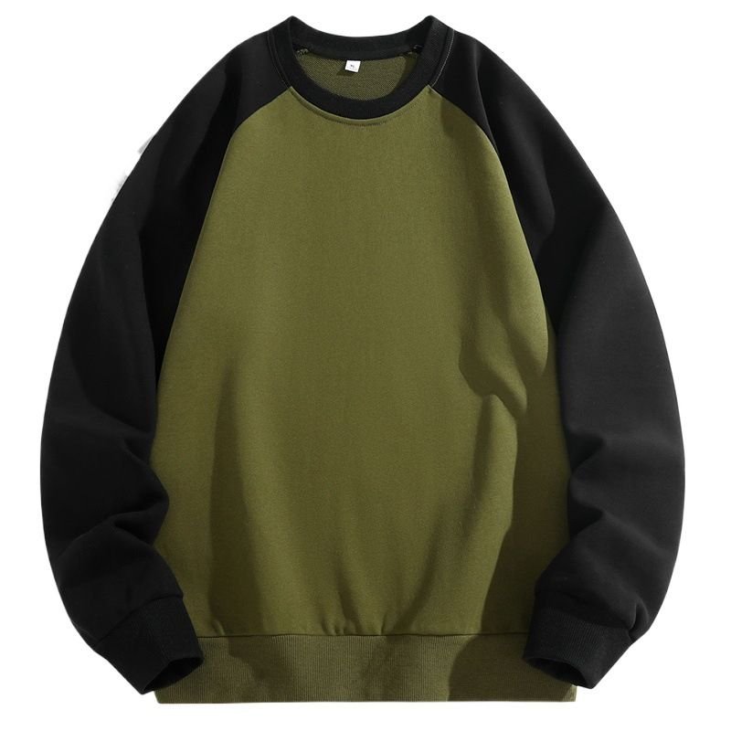 Men Fashion Casual Basic Color Matching Plus Size Long Sleeve Round Neck Sweatshirts