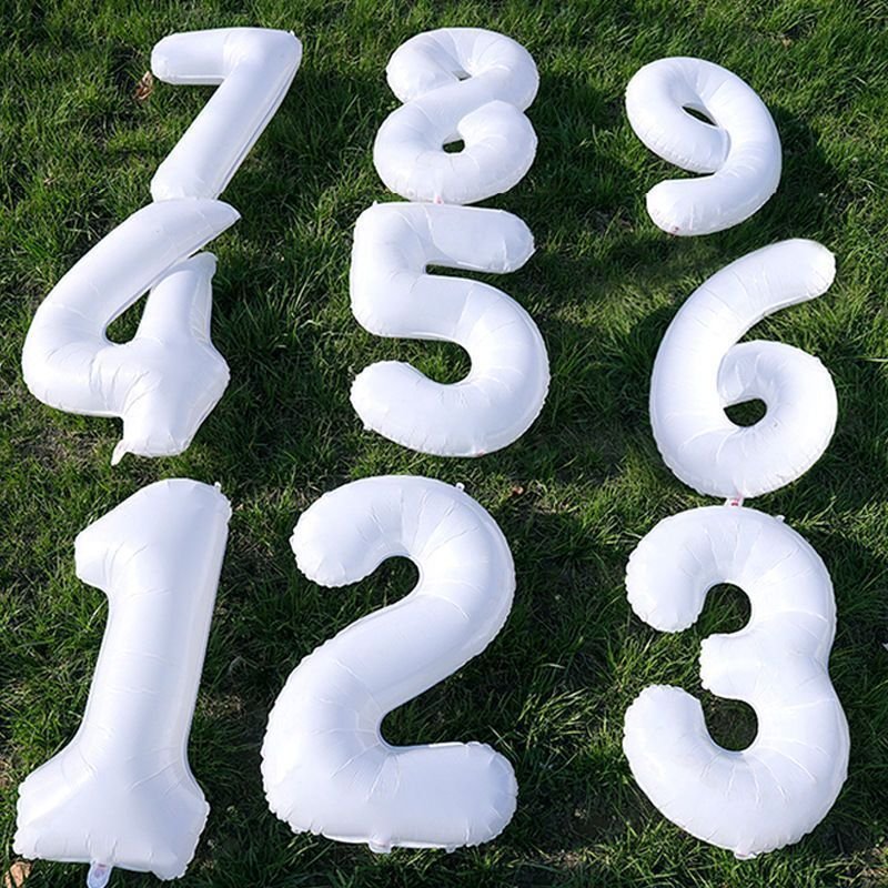 Simple Creative Birthday Party 32 Inch Aluminum Film White Digital Balloon Decoration