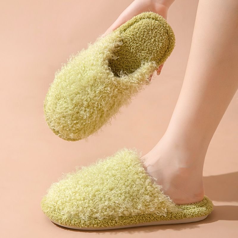 Autumn Winter Women Fashion Solid Color Plush Plus Size Home Slippers