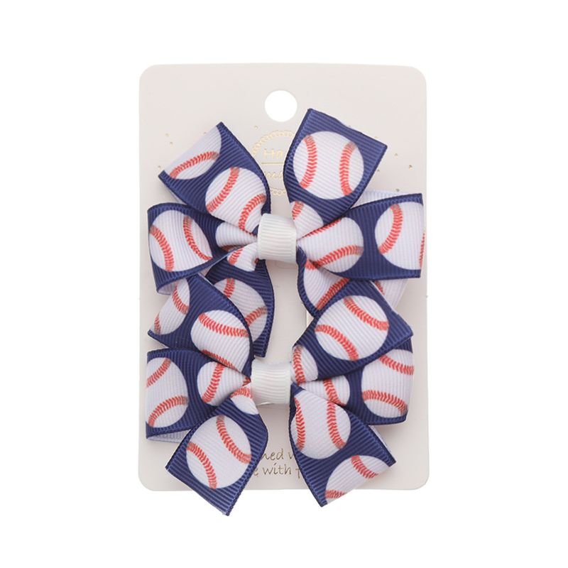 Kids Girls Cute Sweet Rugby Print Bow Hair Clip