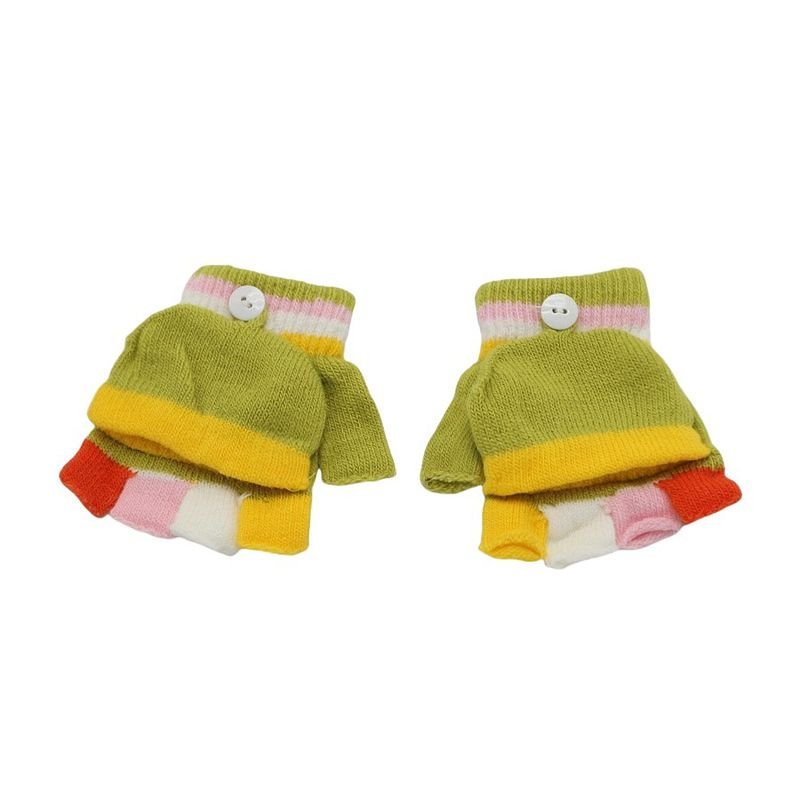 Kids Unisex Fall Winter Casual Cute Cartoon Fleeces Half Finger Clamshell Gloves