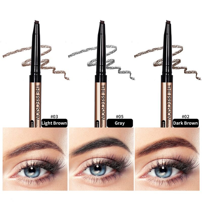 MENOW Women Simple Not Easy To Faint Automatic Rotating Triangle Double Head With Brush Eyebrow Pencil