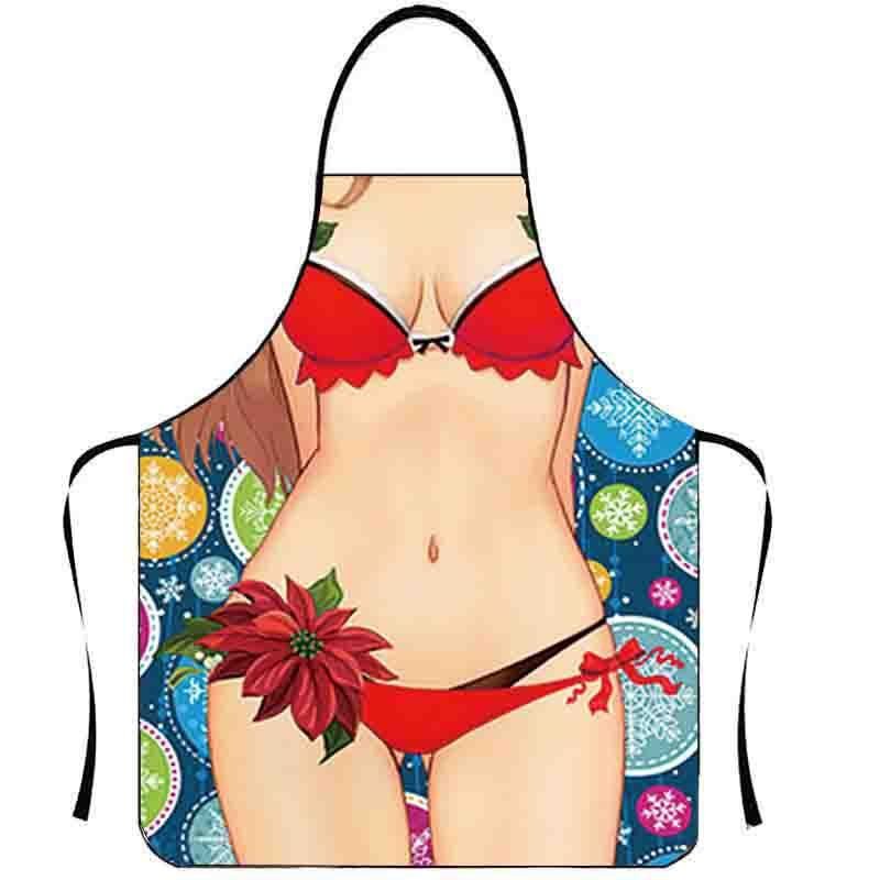 Funny Personality Creative Muscle Men Bikini Series Cartoon Couple Apron