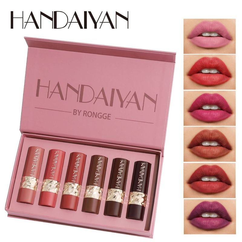 Handaiyan Women Simple Natural Easy To Color Six Matte Lipstick Set