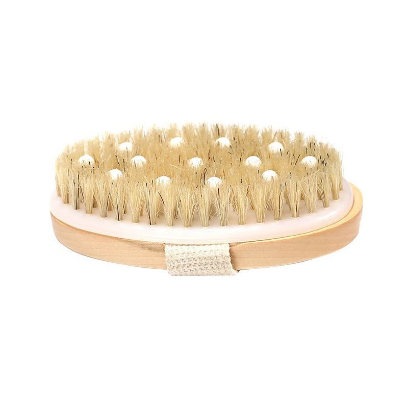 2 In 1 Oval Shape Natural Bristles Body Bath Massage Brush