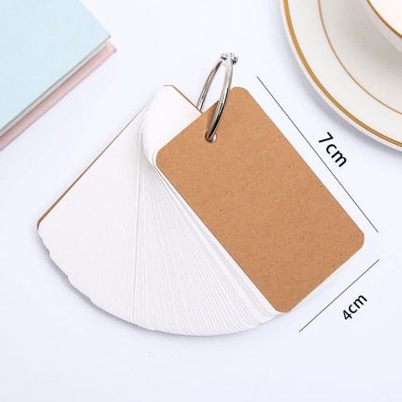 Simple Blank Small Card Portable English Words Memorizing Word Card Memory Ring Button