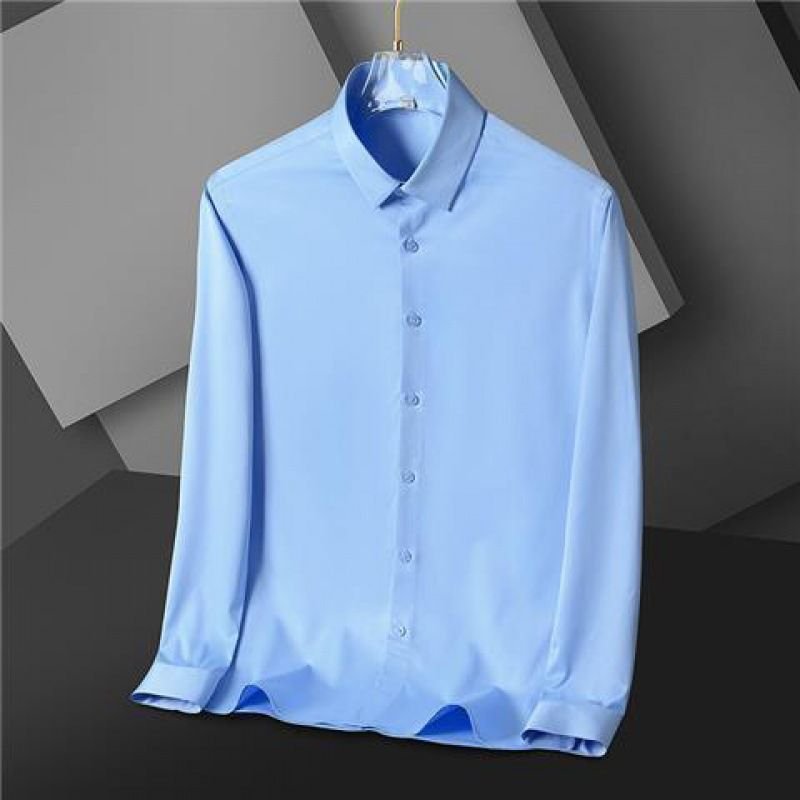 Men Fashion Simple Silk Long Sleeve Business Shirt