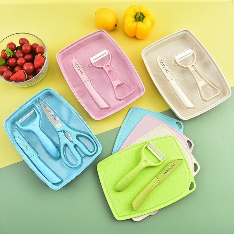 Children Cutting Board Fruit Knife Fruit Plate Kitchen Food Supplement Knife Set