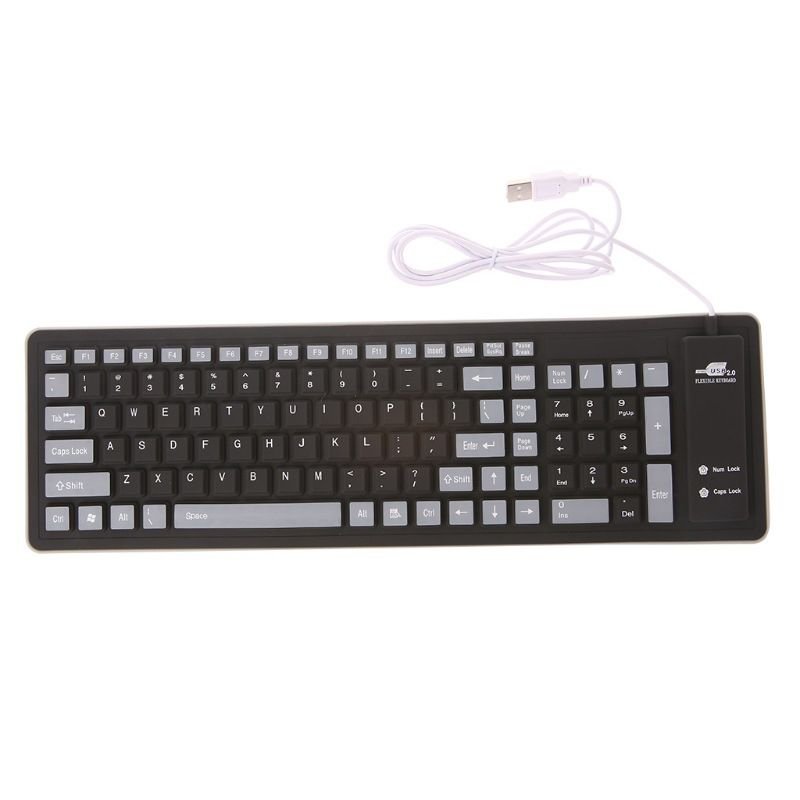 103 Keys Water Resistant Silicone Keyboard Portable USB Keyboard