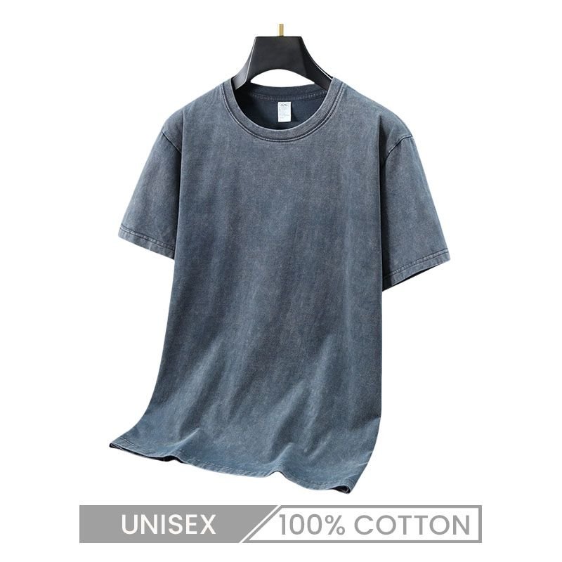 260gsm Heavy Retro Street Style Washed Short Sleeve Oversize Loose Crew Neck 100% Cotton T-Shirt