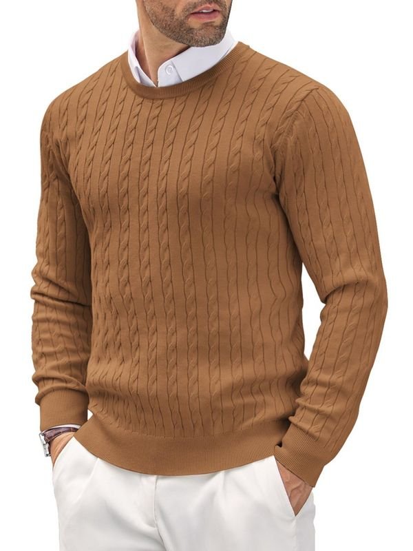 Autumn And Winter Men Round Neck Knitted Twist Slim-Fit Sweater