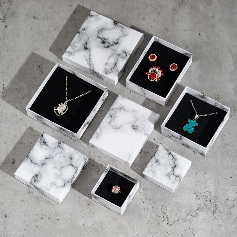 Fashion White Marble Pattern Jewelry Packaging Gift Box