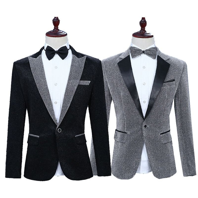 Men Fashion Casual Party Bow Long Sleeve V Neck Suit Coat