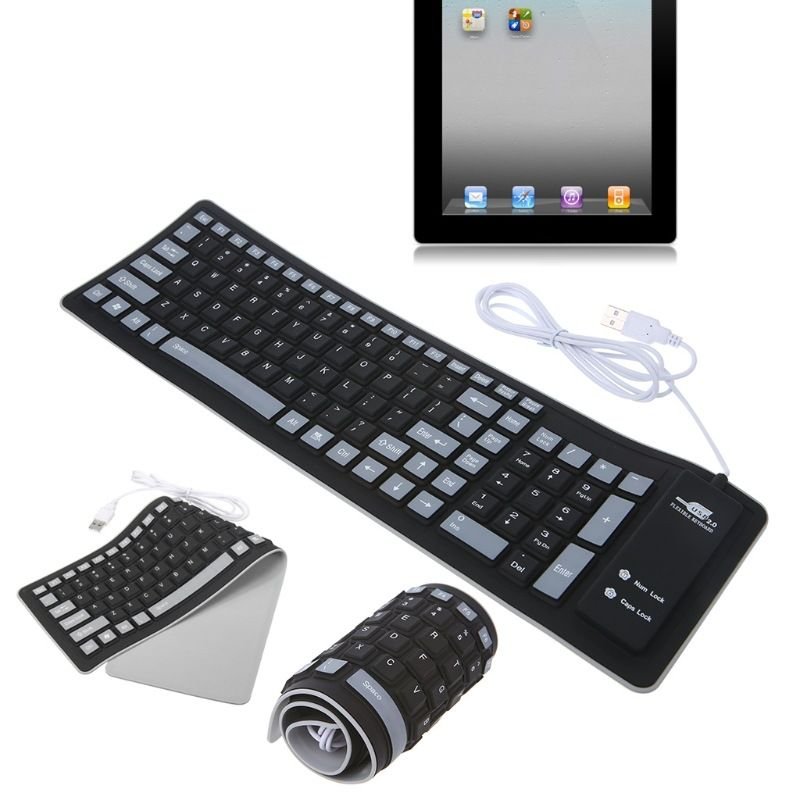 103 Keys Water Resistant Silicone Keyboard Portable USB Keyboard